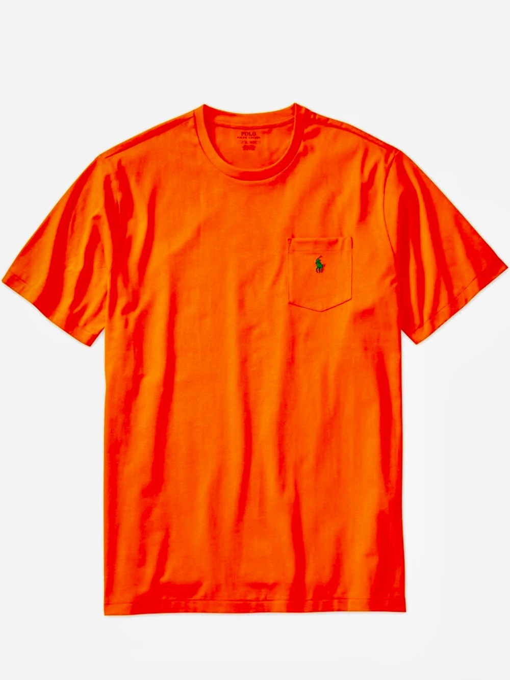 NWT Polo Ralph Lauren Short-Sleeve Solid Pocket Crew Neck Orange Tee Shirt. XL.